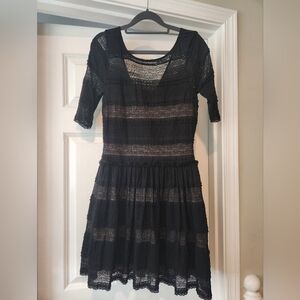 BCBGMaxAzria Black Lace Mini Dress (Medium)